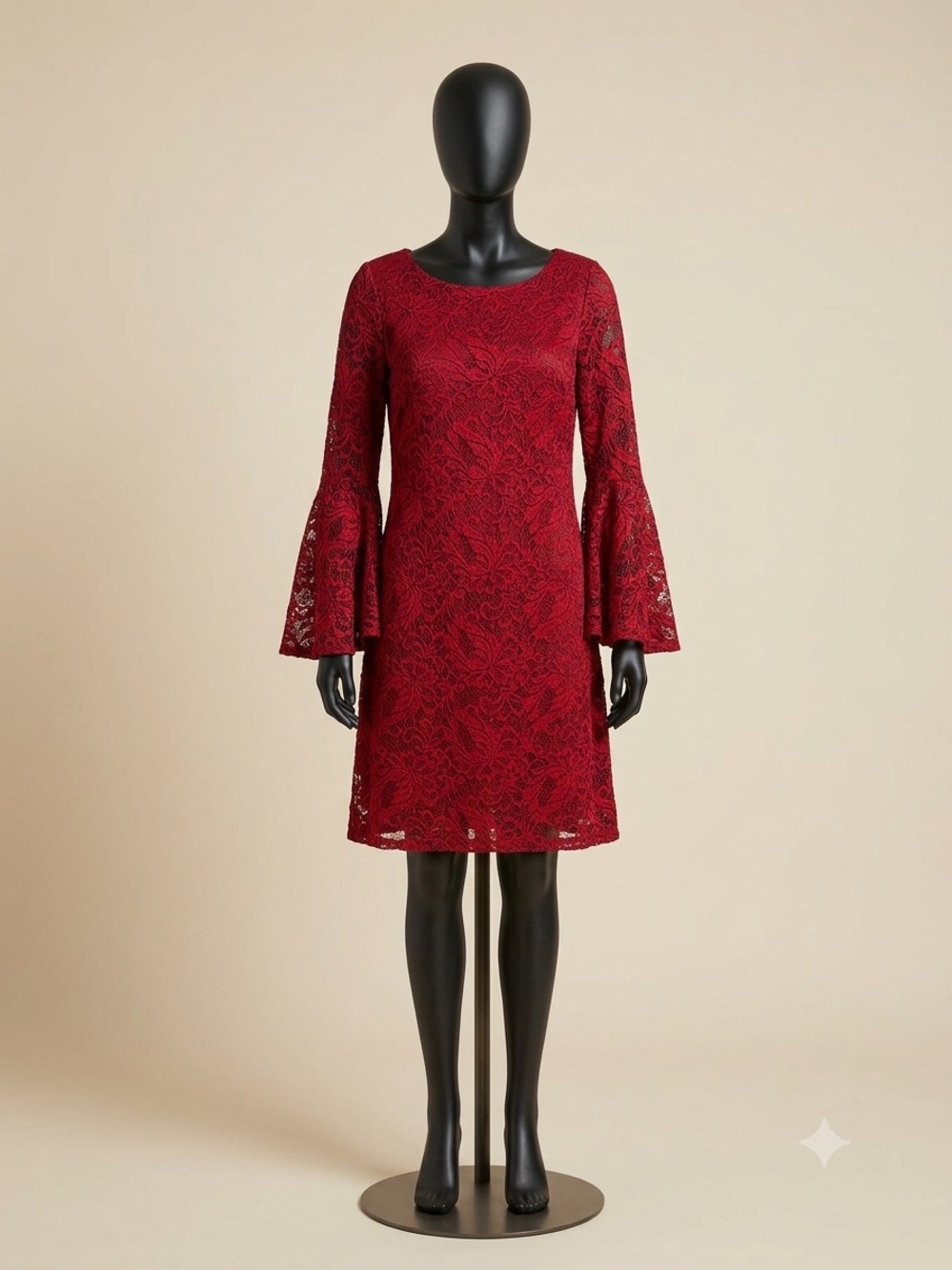 Liz Claiborne Red Lace Dress with Floral Pattern